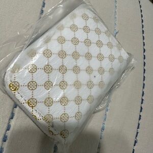White Wallet with Gold Medallion Pattern